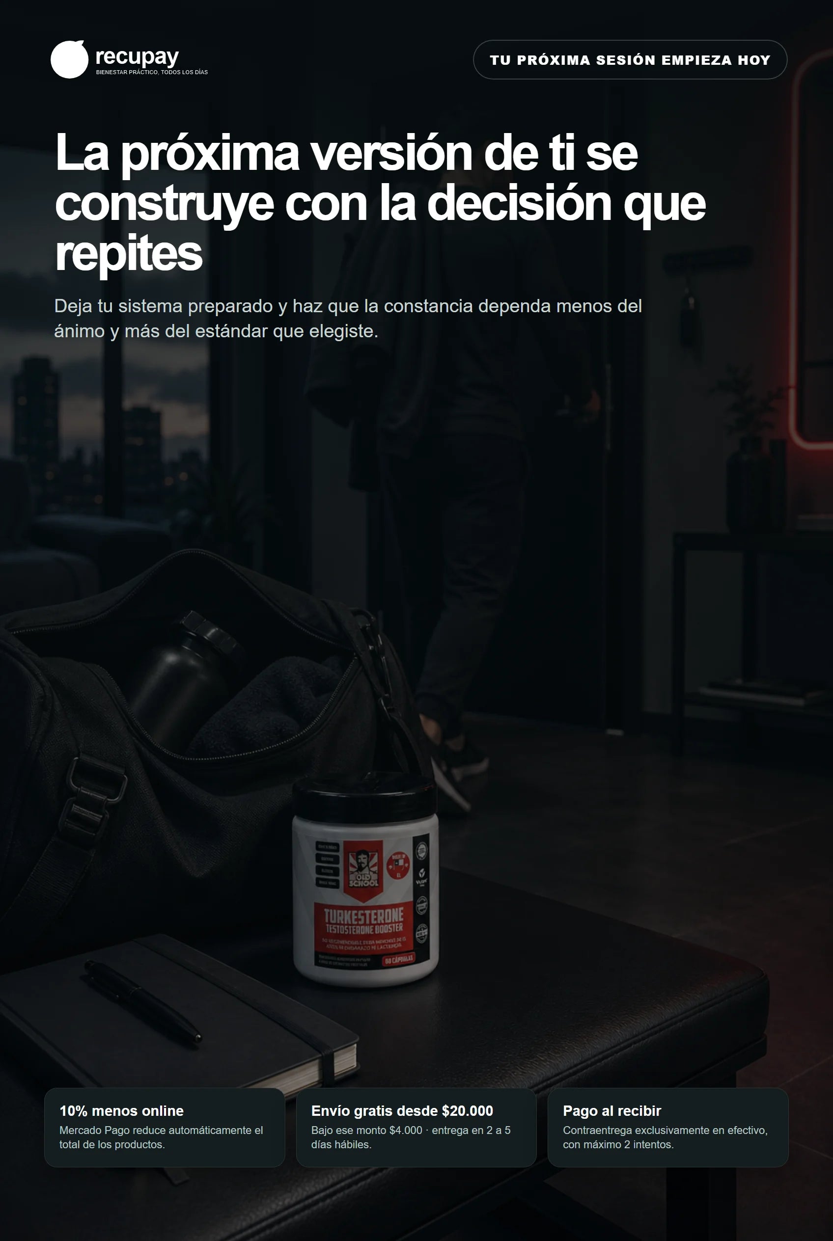 Hombre prepara su próxima sesión y su sistema de entrenamiento