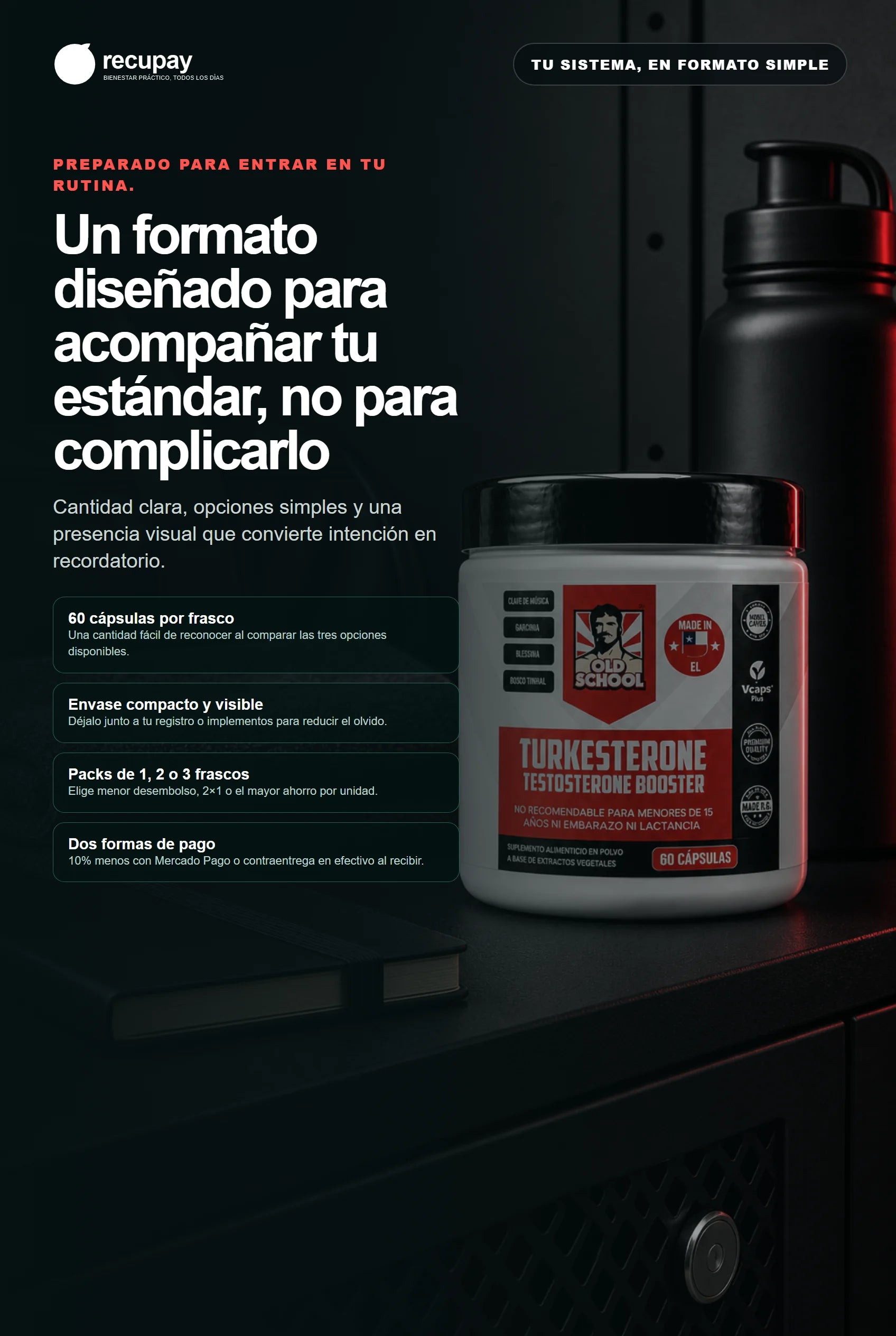 Características del frasco Turkesterone